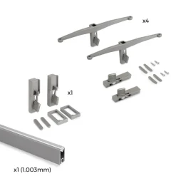 Kit pour structure modulaire Zero 4 étagères en bois + tringle - gris EMUCA