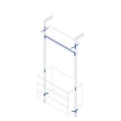 Kit pour structure modulaire Zero 1 étagère + 1 module + tringle - gris EMUCA