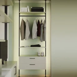 Kit pour structure modulaire Zero 4 étagères en bois + tringle - noir EMUCA