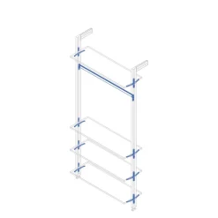 Kit pour structure modulaire Zero 4 étagères en bois + tringle - noir EMUCA