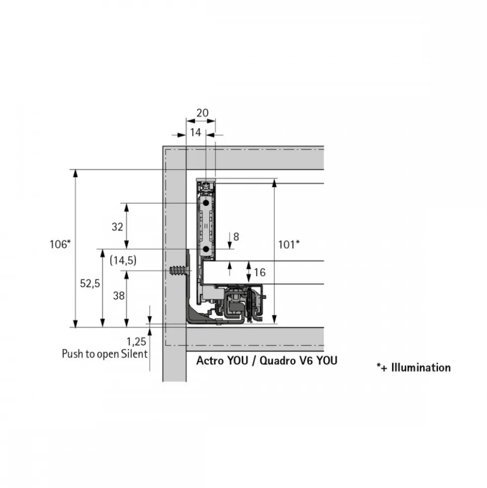 Kit profils côtés AvanTech YOU tiroir simple hauteur 101mm -anthracite HETTICH