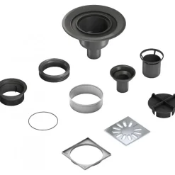 Kit siphon de sol à sortie verticale - grille carrée - Wedi Fundo DN50 Wedi