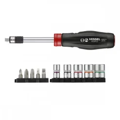 Kit tournevis 2 en 1 avec embouts et douilles 1/4" VESSEL