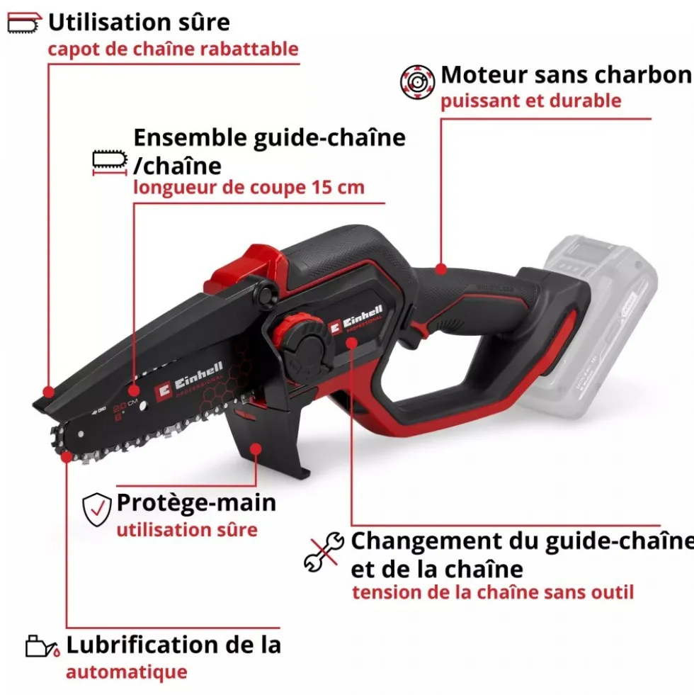 Élagueuse sans fil Pro GP-PS 18/20 Li BL-Solo - 15 cm - Power X-Change EINHELL PROFESSIONAL