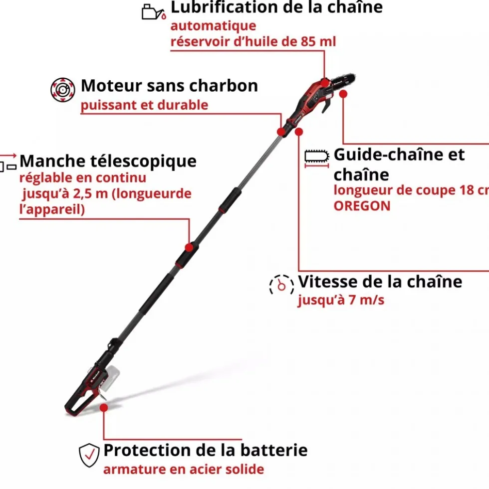 Élagueuse sur perche Pro GP-LC 18/20 Li T BL-Solo - Power X-Change EINHELL PROFESSIONAL