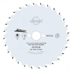 Lame de scie circulaire HM fine pour bois - Ø190x30x1,6 mm - 28 dents LEMAN