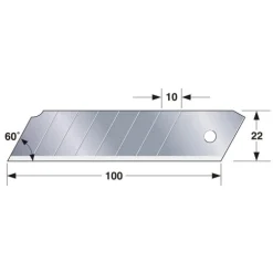 10 Lames de rechange 22 mm pour cutter à poignée TAJIMA