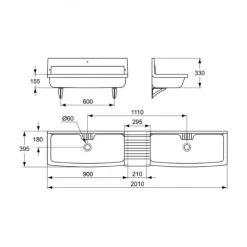 Lavabo avec dosseret - 90 x 39,5 cm - Thoiry PORCHER