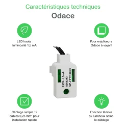 LED verte 1,5 mA 250 V à câbler - forte luminosité - Odace II SCHNEIDER