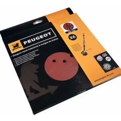 Lot de 6 abrasifs ponceuse diamètre 225mm - 8 trous - grain 120 PEUGEOT