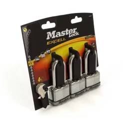 Lot de 3 cadenas à clé - acier laminé - 45 mm de large - anse de 51 mm MASTER LOCK
