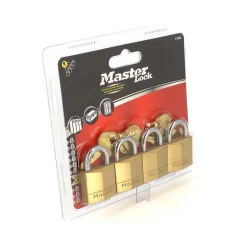 Lot de 4 cadenas à clé s'entrouvrant - laiton massif de 30 mm de large MASTER LOCK