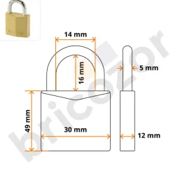 Lot de 4 cadenas à clé s'entrouvrant - laiton massif de 30 mm de large MASTER LOCK
