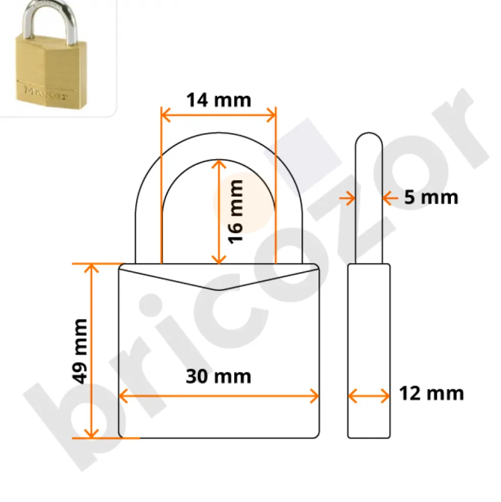 Lot de 4 cadenas à clé s'entrouvrant - laiton massif de 30 mm de large MASTER LOCK