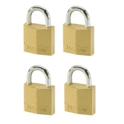 Lot de 4 cadenas à clé s'entrouvrant - laiton massif de 30 mm de large MASTER LOCK