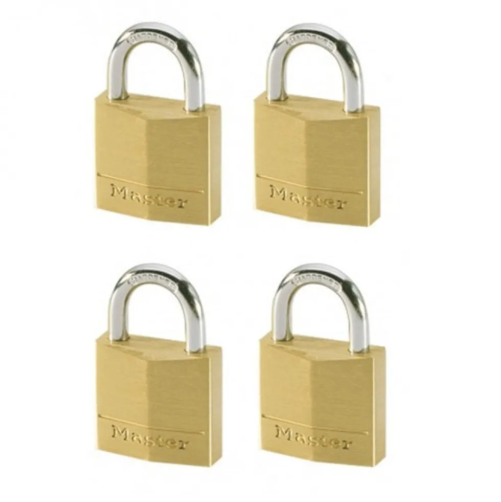 Lot de 4 cadenas à clé s'entrouvrant - laiton massif de 30 mm de large MASTER LOCK
