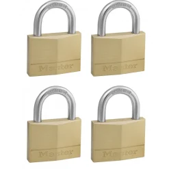 Lot de 4 cadenas à clé s'entrouvrants - laiton massif - 50 mm de large MASTER LOCK