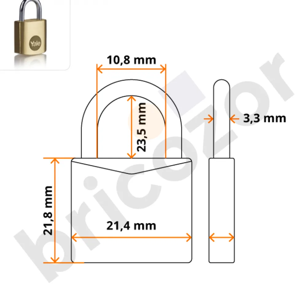 Lot de 2 cadenas laiton s'entrouvrant - 20 mm - 3 clés incluses YALE