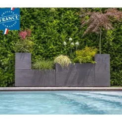 Lot de 2 Jardinières VOLCANIA – 98 L Gris anthracite 13731 EDA PLASTIQUES