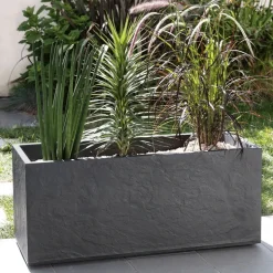 Lot de 2 Jardinières VOLCANIA – 98 L Gris anthracite 13731 EDA PLASTIQUES