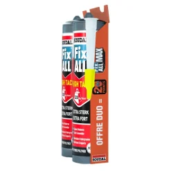 Lot de 2 mastic-colles Fix All High Tack - 2 x 290 ml + canule - blanc SOUDAL