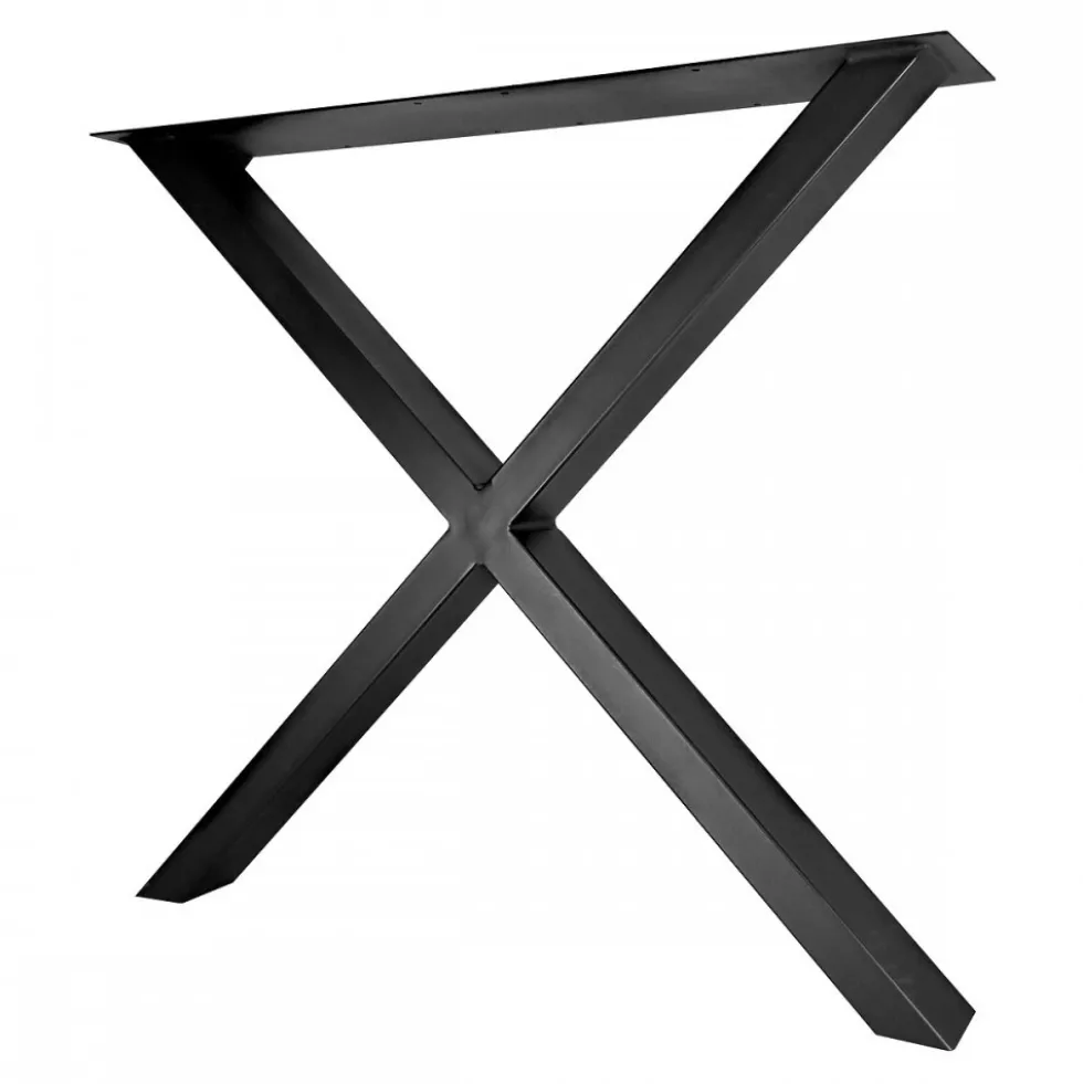 Lot de 2 pieds de table en X en acier noir mat - style industriel Interges