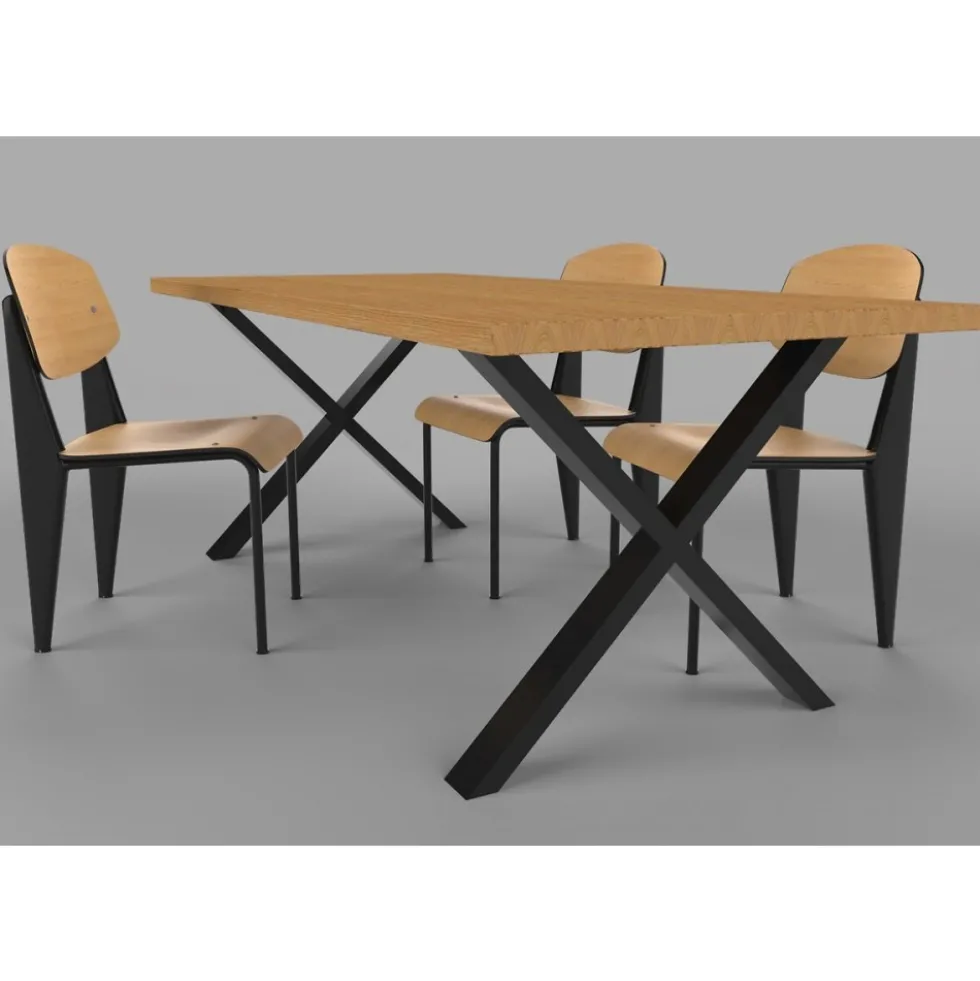 Lot de 2 pieds de table en X en acier noir mat - style industriel Interges