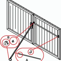 Lot jambe de force 1,90 m avec boîtier et embout pour portail battant TIRARD