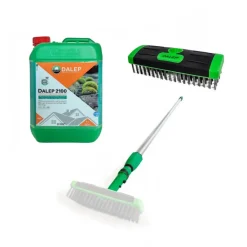 Lot nettoyage de toiture - brosse métal + manche 6m + Dalep 2100 5L DALEP