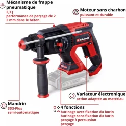 Marteau perforateur sans fil TP-HD 18/22 D Li BL - Solo - Power X-Change EINHELL PROFESSIONAL
