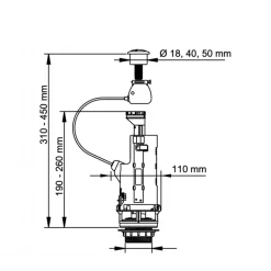 Mécanisme chasse d'eau - double chasse - poussoir - Dualtech 2 DUBOURGEL