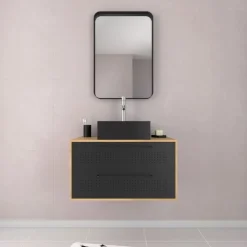 Meuble de salle de bains 80 cm - chêne naturel - 2 tiroirs - Dotz AURLANE