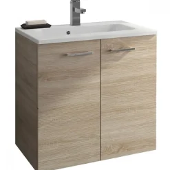 Meuble de salle de bains complet couleur Chêne - largeur 60 cm - Angelo Néova