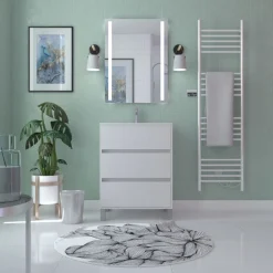Meuble de salle de bains sur pieds 60 cm - 3 tiroirs - blanc - Atos AURLANE
