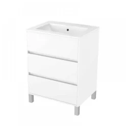 Meuble de salle de bains sur pieds 60 cm - 3 tiroirs - blanc - Atos AURLANE