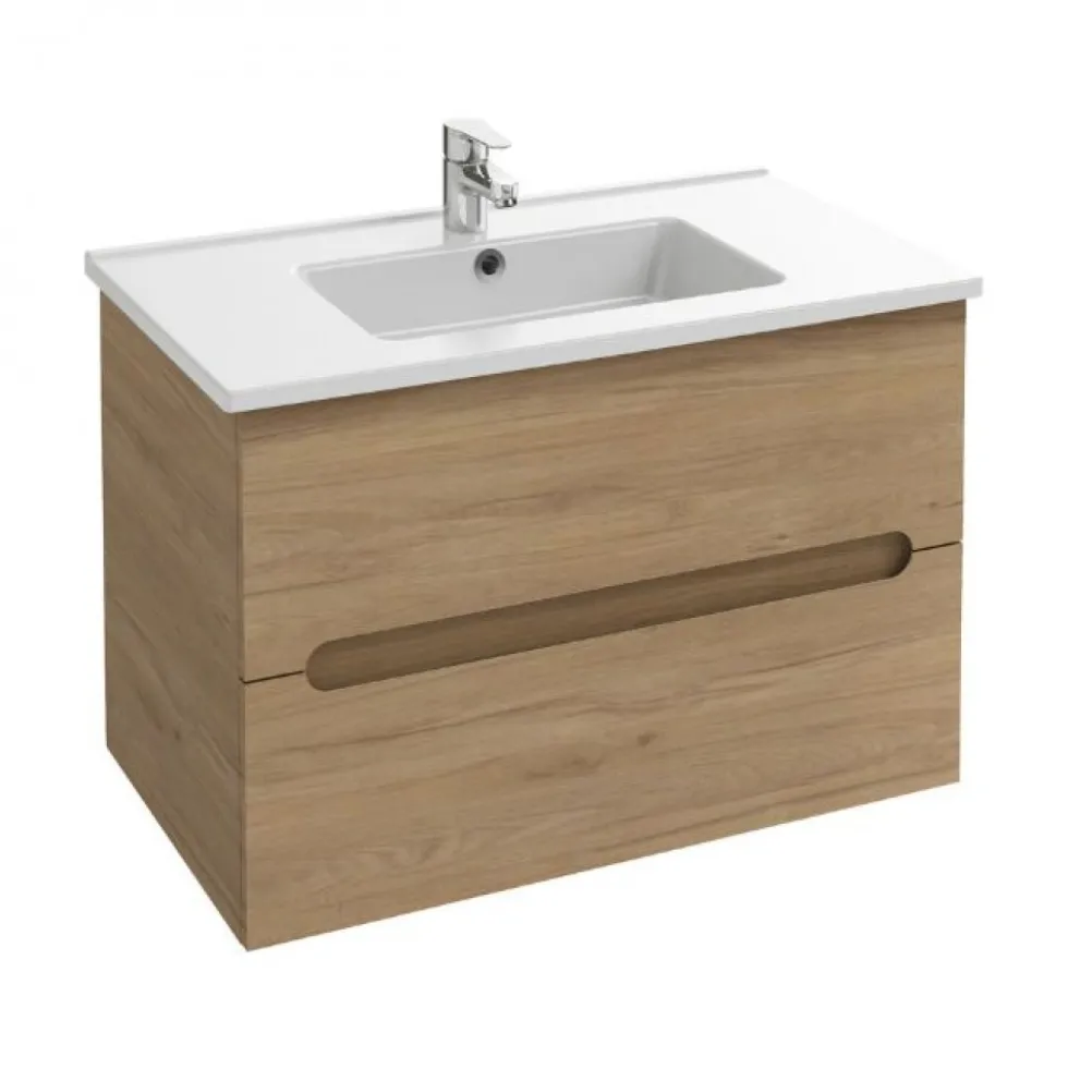 Meuble salle de bain 80 cm 2 tiroirs avec vasque - Chêne Colorado - Ola Up JACOB DELAFON