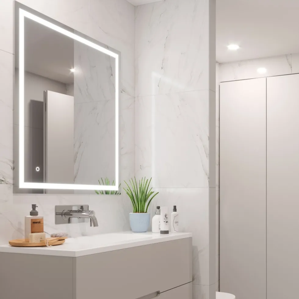 Miroir salle de bain avec éclairage frontal - 800x600 mm - Hercule EMUCA