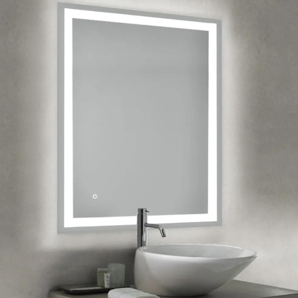 Miroir salle de bain avec éclairage frontal - 800x600 mm - Hercule EMUCA