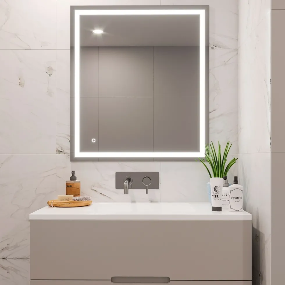 Miroir salle de bain avec éclairage frontal - 800x600 mm - Hercule EMUCA