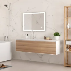 Miroir salle de bain avec éclairage frontal - 800x600 mm - Hercule EMUCA