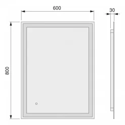 Miroir salle de bain avec éclairage frontal - 800x600 mm - Hercule EMUCA