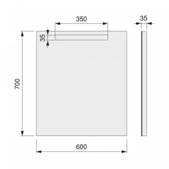 Miroir salle de bain avec éclairage frontal - 700x600 mm - Pegasus EMUCA