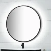 Miroir Zeus avec éclairage décoratif à LED - cadre noir diamètre 80 cm EMUCA