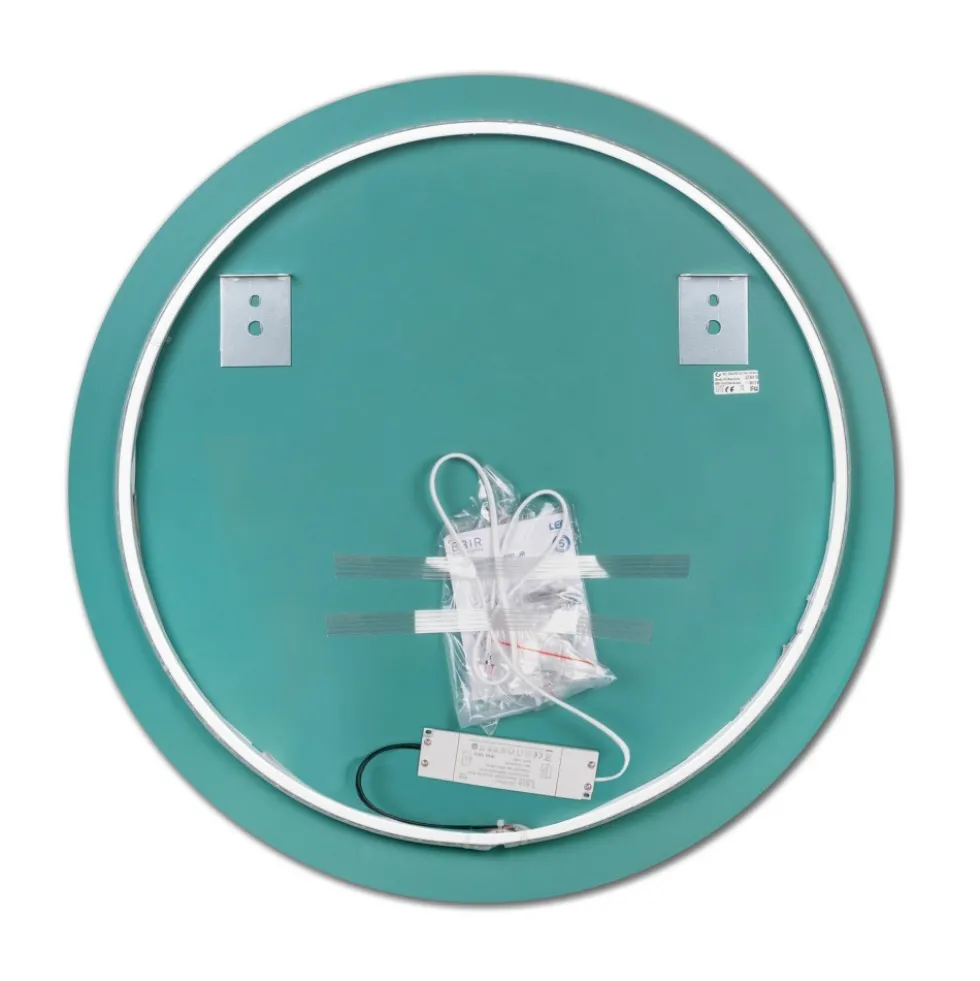 Miroir Zeus avec éclairage décoratif à LED - cadre noir diamètre 80 cm EMUCA