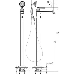 Mitigeur bain douche sur pied - design rétro - chromé - Lady’s PAINI