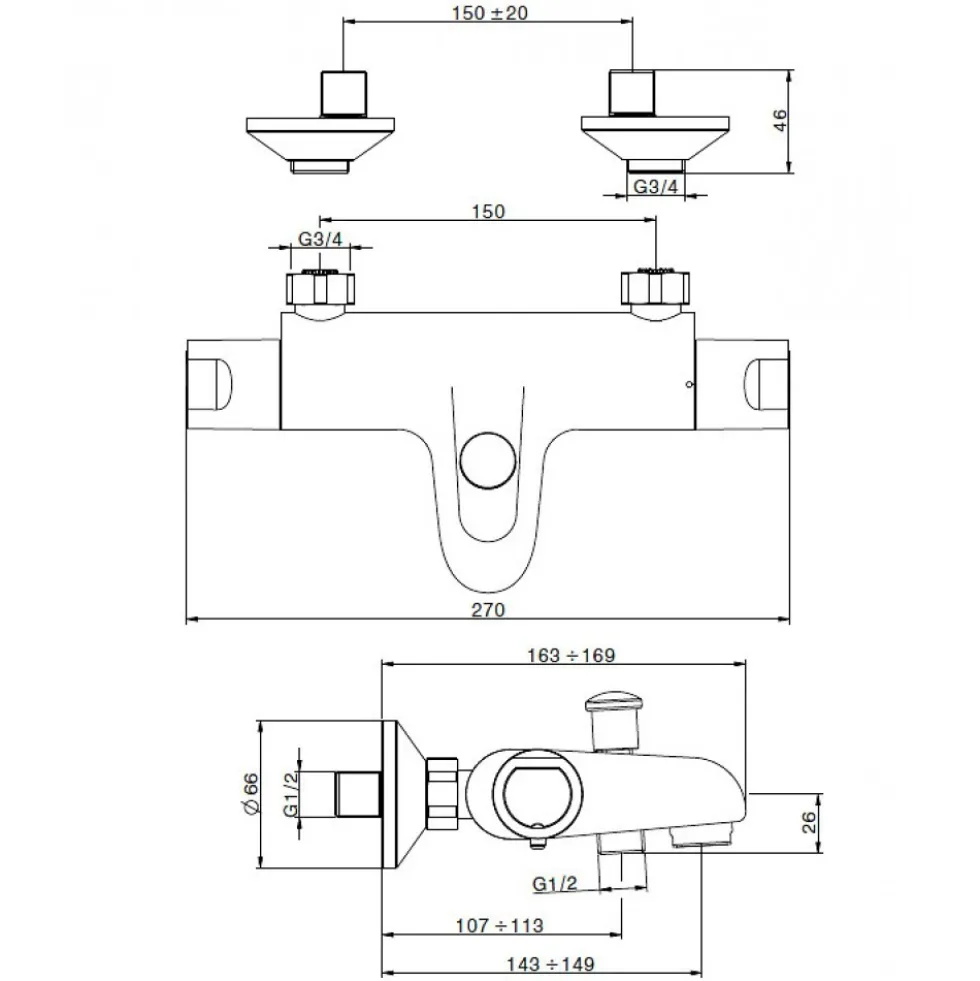 Mitigeur bain-douche thermostatique - Similaire S4-01 SIMILAIRE