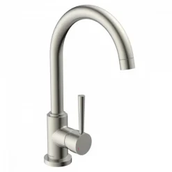 Mitigeur cuisine à bec col de cygne orientable - aspect inox - Cornwall SCHÜTTE