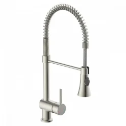 Mitigeur cuisine à bec extractible spirale - aspect inox - Cornwall SCHÜTTE
