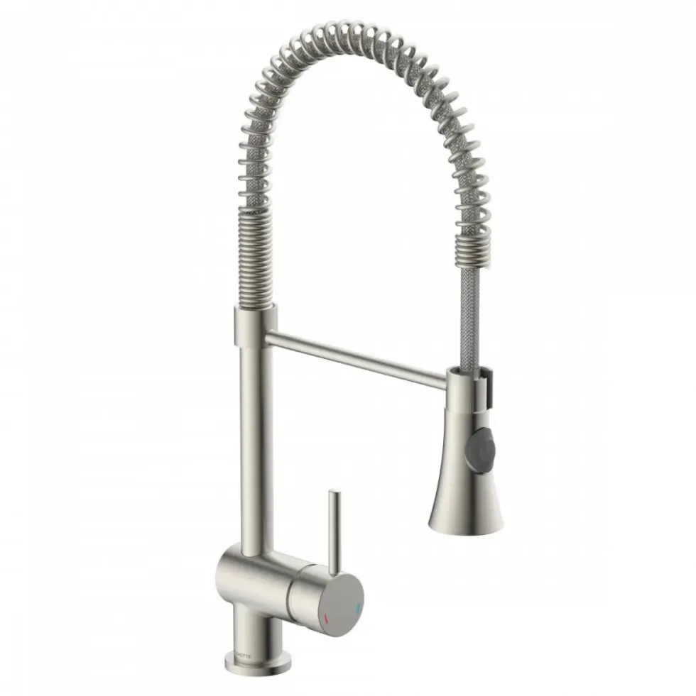 Mitigeur cuisine à bec extractible spirale - aspect inox - Cornwall SCHÜTTE