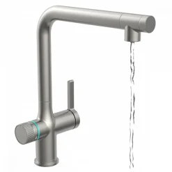 Mitigeur cuisine à eau gazeuse avec refroidissement et filtration - aspect inox - AQUASTAR PREMIUM SCHÜTTE